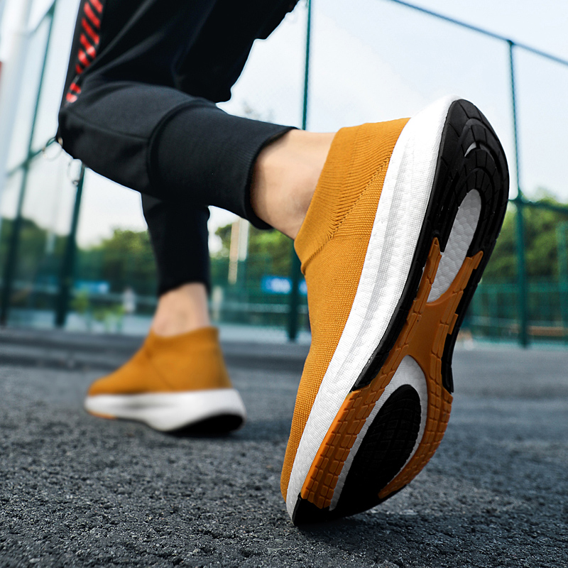 步因美透气休闲鞋飞织网面一脚蹬僧侣禅修鞋爆米花轻便健步袜子鞋