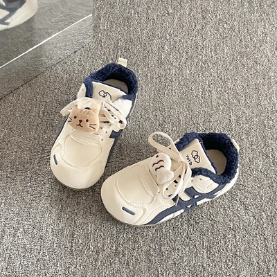 加绒保暖德训鞋子女2025新款爆款冬季二棉鞋可爱厚底小白鞋板鞋