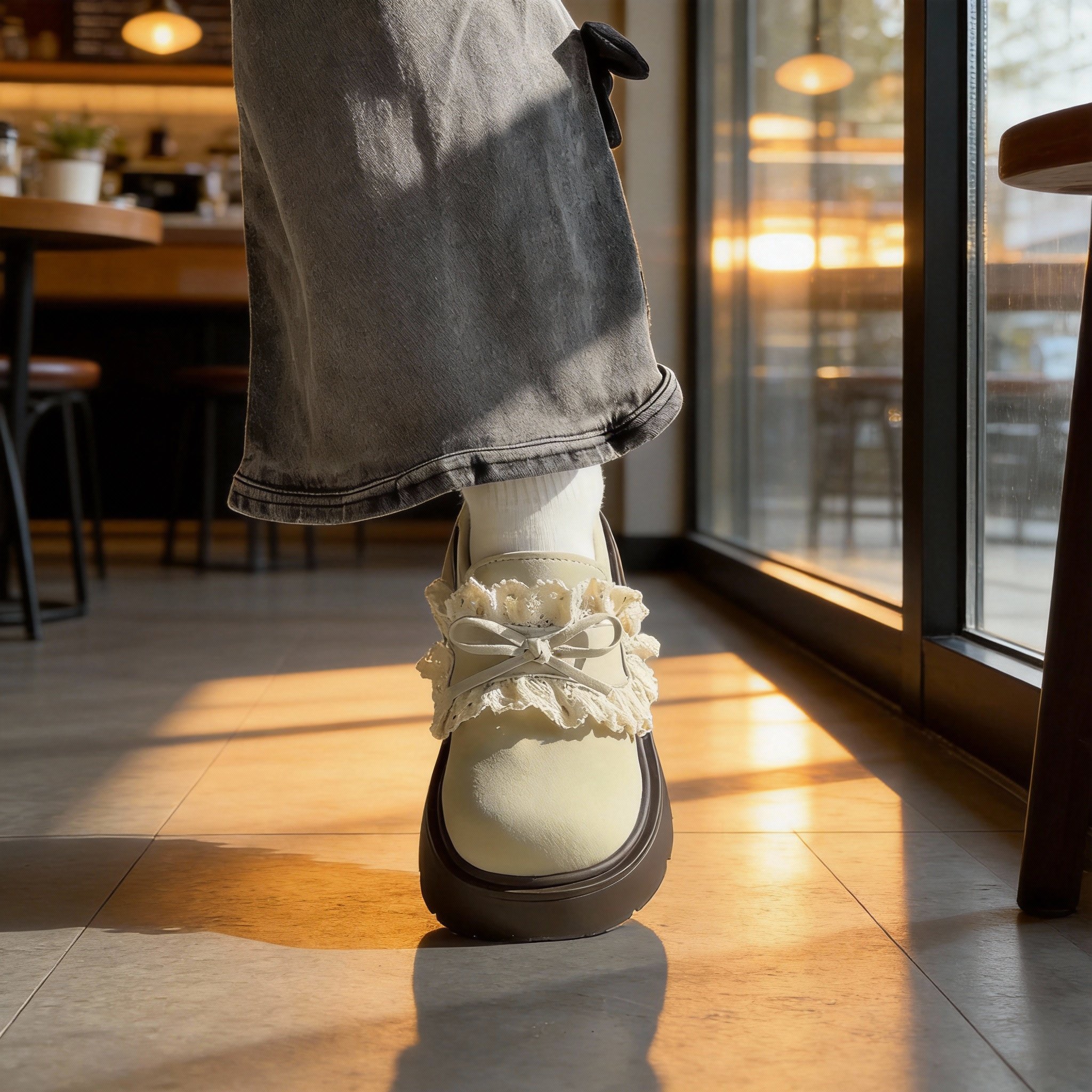 米色小个子增高复古厚底勃肯鞋女2026新款春秋休闲配裙子软底单鞋,女鞋,深口单鞋,淘宝优惠券,粉丝福利购,淘宝优惠卷