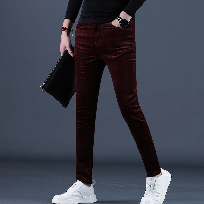 秋冬裤子男灯芯绒裤男士韩版潮流修身小脚长裤简约条绒男裤25新款