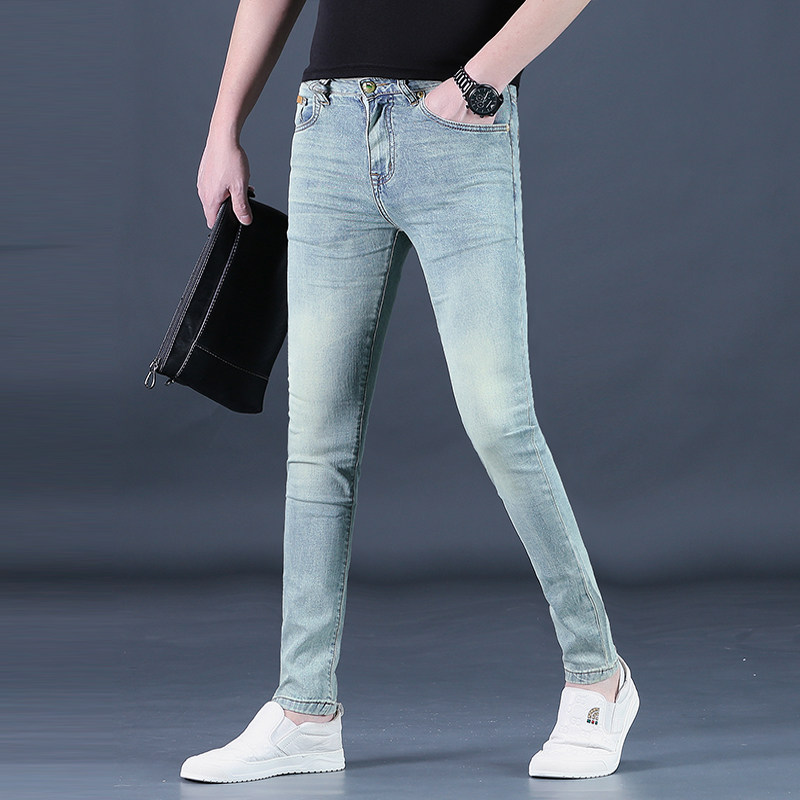 夏季牛仔裤男士高端潮流弹力修身小脚2025新款男装休闲长裤子薄款