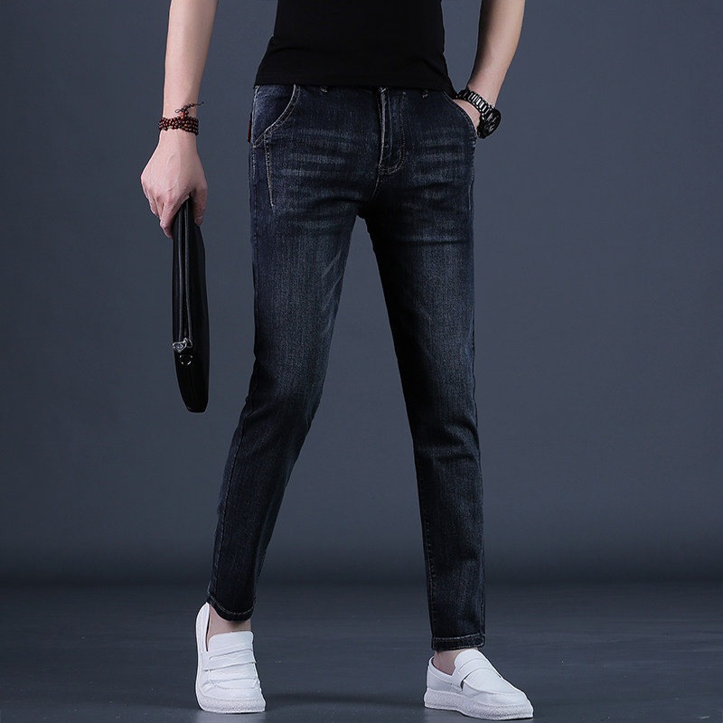 夏季裤子男牛仔裤男士2026新款韩版潮流修身小脚休闲长裤高端男装