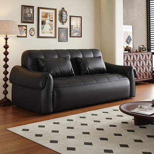 复古法式可折叠电动沙发床真皮一体两用多功能推拉客厅懒人沙发