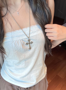 辣妹性感白色蕾丝抹胸背心女bm风修身显瘦纯欲休闲百搭内搭上衣