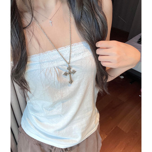 辣妹性感白色蕾丝抹胸背心女bm风修身 显瘦纯欲休闲百搭内搭上衣
