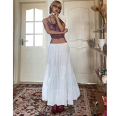 法式 复古白色蛋糕裙半身裙女温柔气质百搭高腰显瘦松紧腰a字长裙