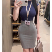 灰色弹力一步裙2024新款 气质ol职业半身裙高腰紧身辣妹包臀短裙