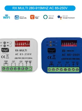 RX-Multi280-915MHz 868mhz Tuya WIFI车库门遥控接收器AC85-250V