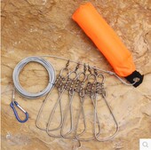 路亚大鱼用不锈钢鱼扣 带浮力棒3.5米5扣钢丝鱼锁 活鱼扣 穿鱼器