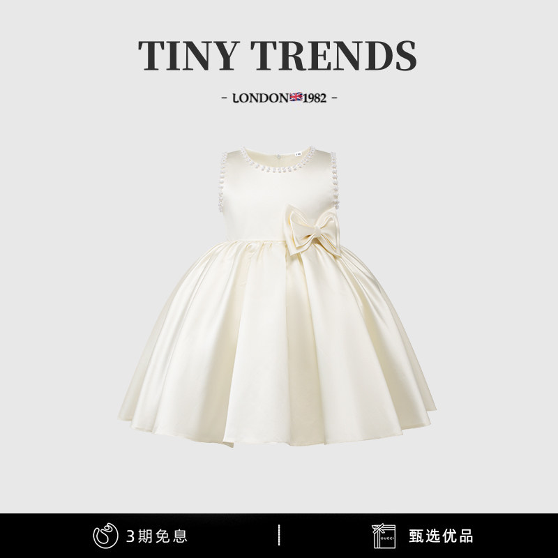 女童花童礼服裙高端缎面公主裙图片