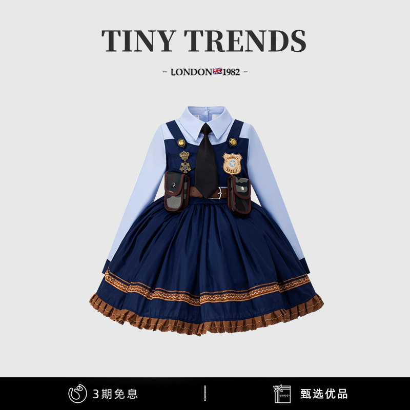 女童朱迪兔子警官连衣裙春秋款小女孩洛丽塔公主裙儿童生日礼服裙