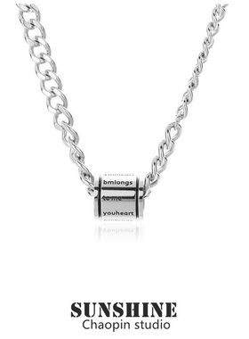 情侣钛钢圆柱字母项链