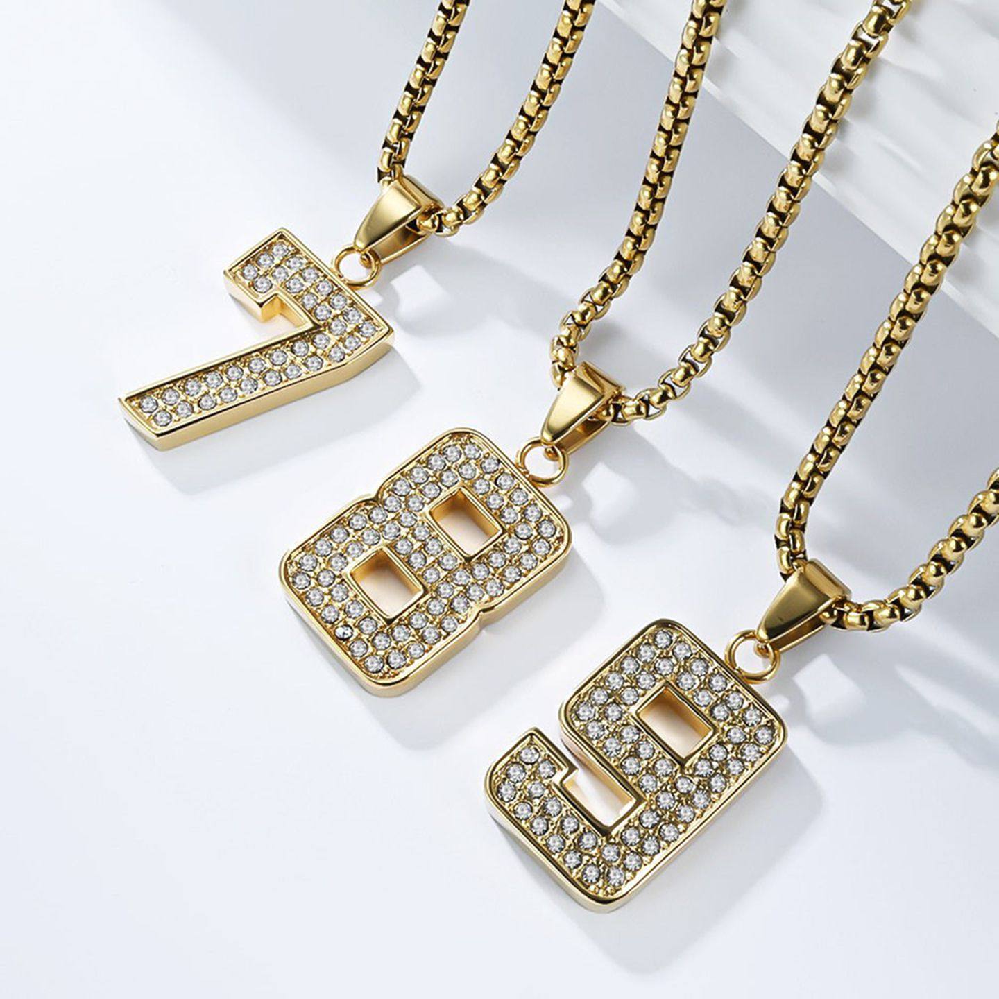 欧美钛钢满钻幸运数字项链嘻哈ins篮球号码吊坠男女情侣百搭配饰,饰品/流行首饰/时尚饰品新,项坠/吊坠,淘宝优惠券,粉丝福利购,淘宝优惠卷