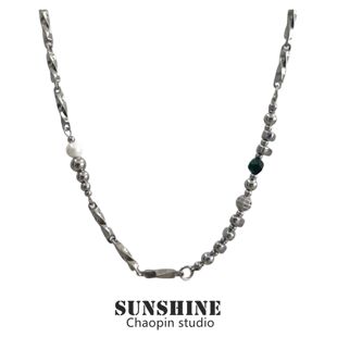 莫比乌斯碎银项链钛钢拼接男士 简约高级感锁骨链百搭冷淡风配饰品