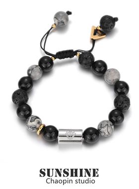 几何手链火山石串珠男款