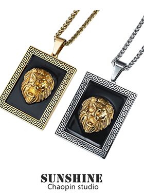 欧美复古嘻哈摇滚狮子头钛钢吊坠