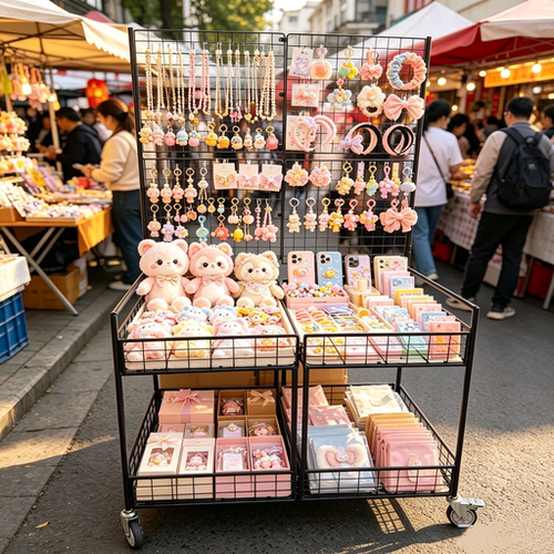 摆摊小推车户外展示架便携移动地推货架可折叠促销架多层网红夜市 - 封面