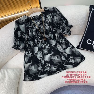 大码时尚印花雪纺衬衫女