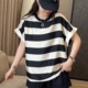 女装 薄款 胖MM条纹时髦感短袖 新款 洋气上衣潮 T恤女2026夏季 大码