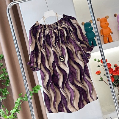 宽松民族风套头短袖锻料碎花衬衫