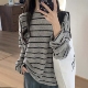 显瘦百搭长袖 绒绒条纹针织衫 慵懒风宽松韩版 新款 上衣 女2026秋季