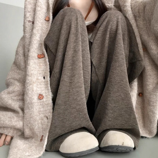 小个子慵懒直筒阔腿裤 咖色糯米裤 美拉德宽松休闲裤 2025新款 女秋季