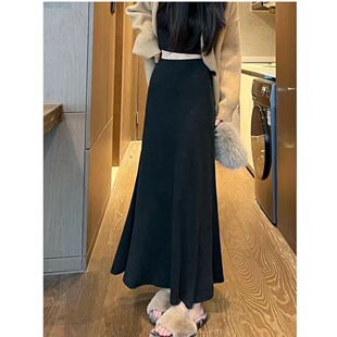 大码女装胖mm空气层鱼尾裙秋季2026新款半身裙高腰显瘦a字长裙子