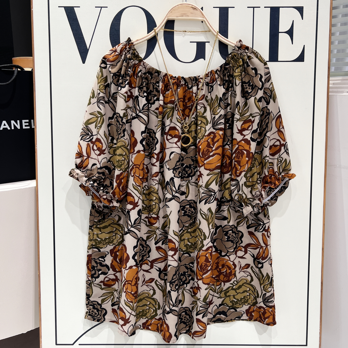 大码法式复古碎花衬衫