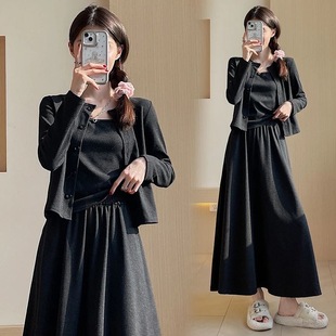 裙女高级感韩系气质时气针织开衫 套装 吊带半裙三件套 新款 2025秋季