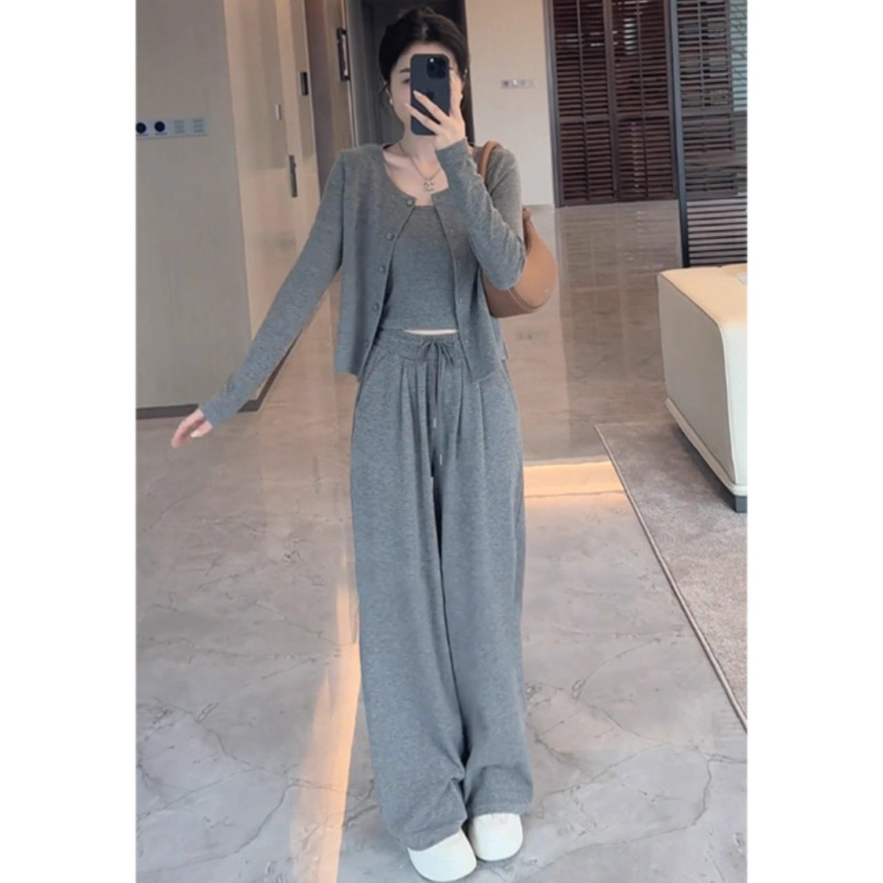 韩版纯色慵懒风三件套女