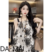 时尚 新中式 连衣裙 夏季 大码 轻奢宽松吊带中长款 裙子印花2025女新款