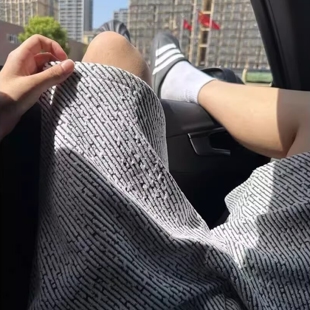 夏季 男款 运动休闲薄款 五分裤 斑马纹小香风大码 高级感痞帅中裤 短裤