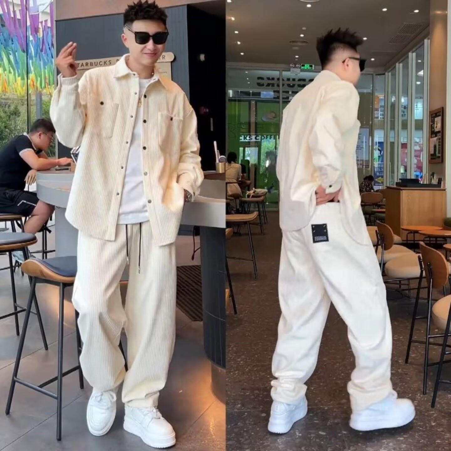 秋冬季运动一套装男款外套灯芯绒厚款夹克男士休闲长裤大码两件套,男装,休闲运动套装,淘宝优惠券,粉丝福利购,淘宝优惠卷