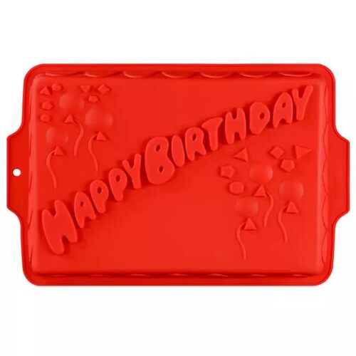 生日快乐长方形硅胶蛋糕模具
