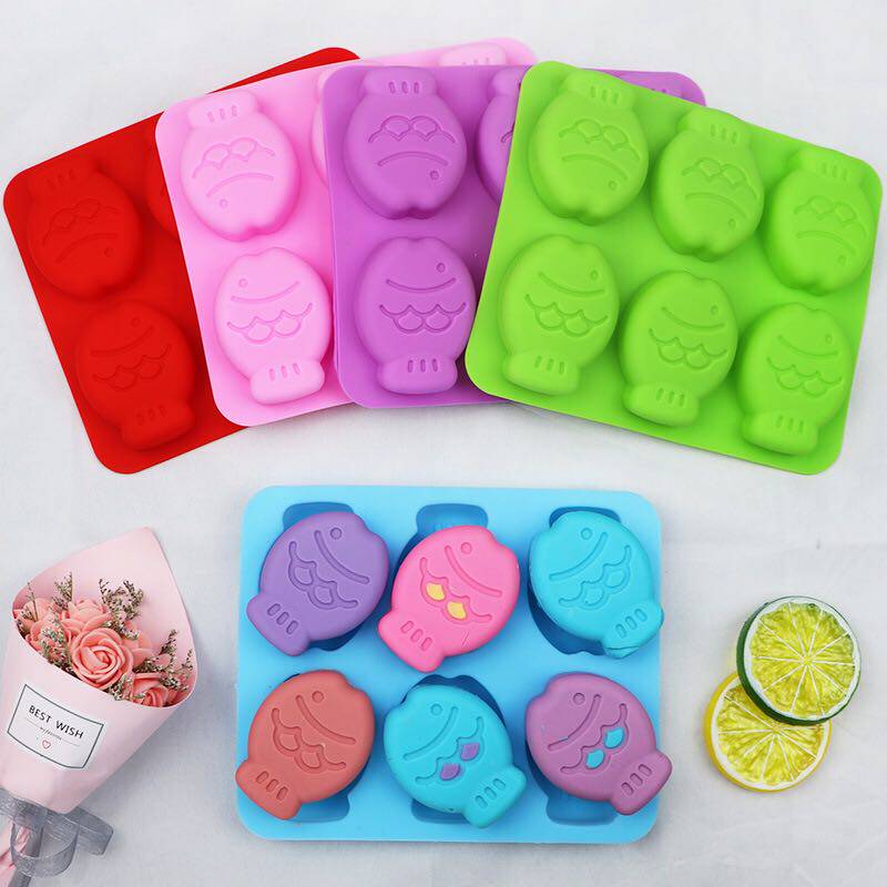 6连小鱼儿巧克力儿童饼干小点心烤箱烘培手工皂凝胶手绘石膏模具