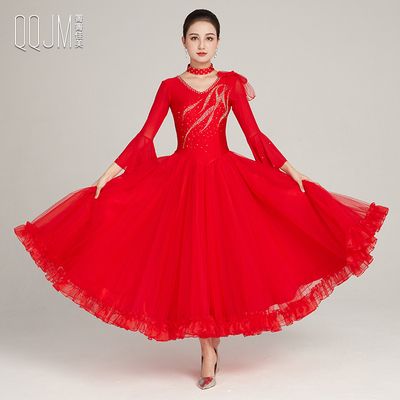 新款摩登舞大摆舞裙网纱连衣裙