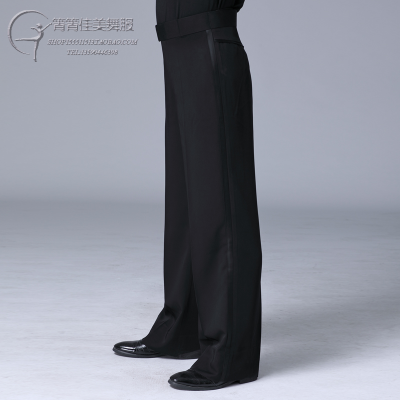 拉丁舞条纹 男士摩登舞裤男式华尔兹舞蹈服装 成人裤子拉丁舞服装
