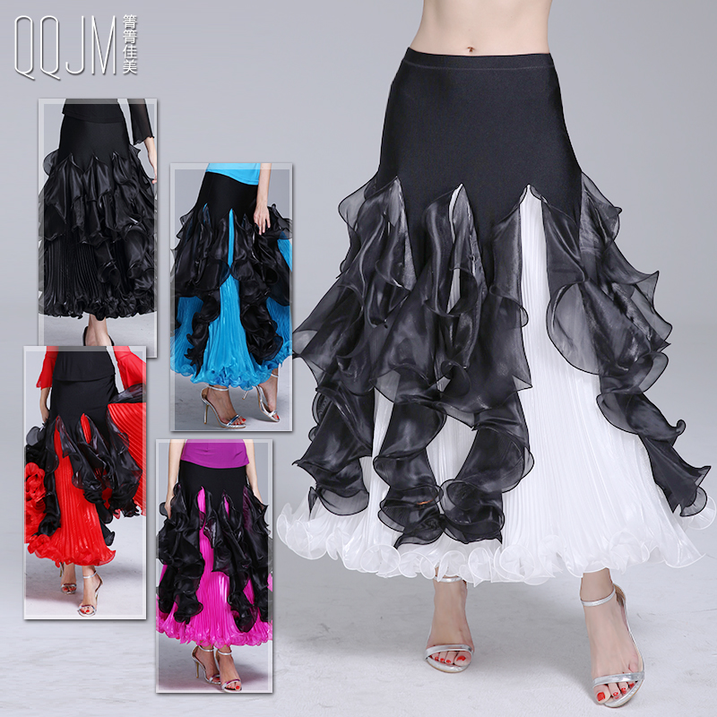 春夏新款練習裙黑色飄逸摩登舞