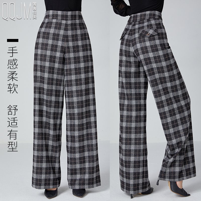 佳美春秋新款快步直筒格子摩登舞