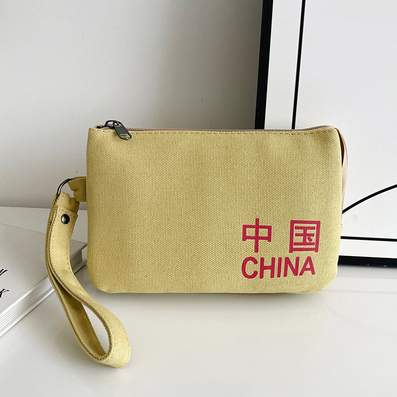 新款时尚男士手拿手机包三拉链帆布零钱手抓包迷你大屏手机袋长款