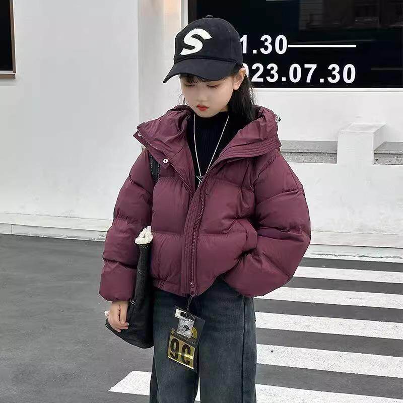 冬季女童2024短款加厚保暖网红休闲中大童连帽爆款洋气棉服