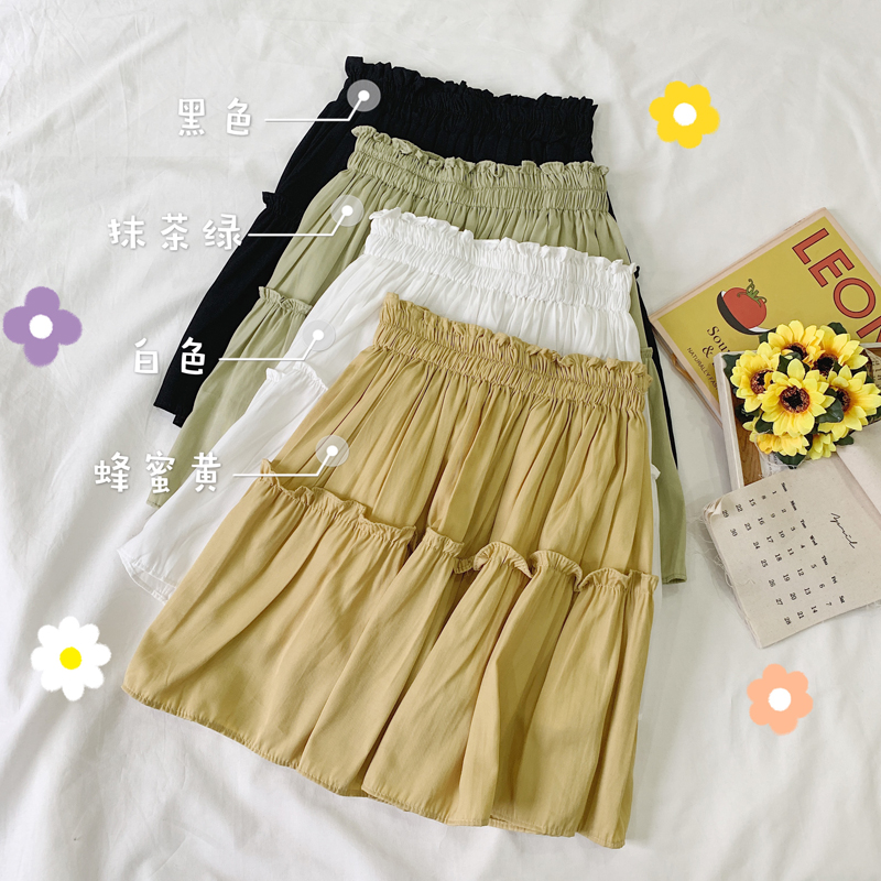 Real auction real price Ruffle bud high waist short skirt women's skirt shawl skirt anti light A-line skirt