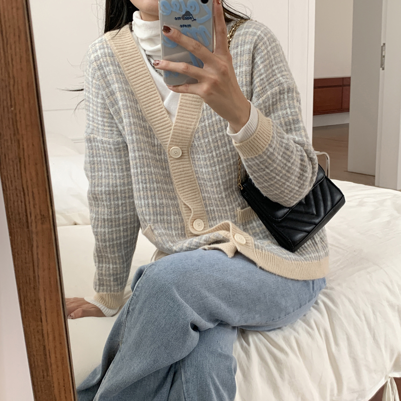 Real price tender temperament Cardigan Jacket Women's T-shirt small fragrance pink sweater women's loose and lazy top