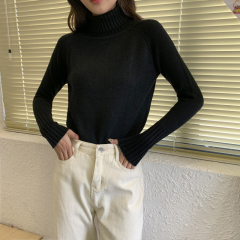 Real price autumn and winter new high collar sweater languid style solid color Pullover Top knitted sweater women's bottoming shirt