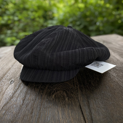 夏季透气云朵帽女超大贝雷帽黑色轻薄褶皱透气水母帽八角帽画家帽