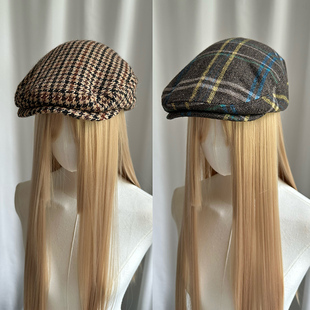 秋冬绅士千鸟格保暖冬季前进帽英伦复古格子蓓蕾潮牌休闲文艺男