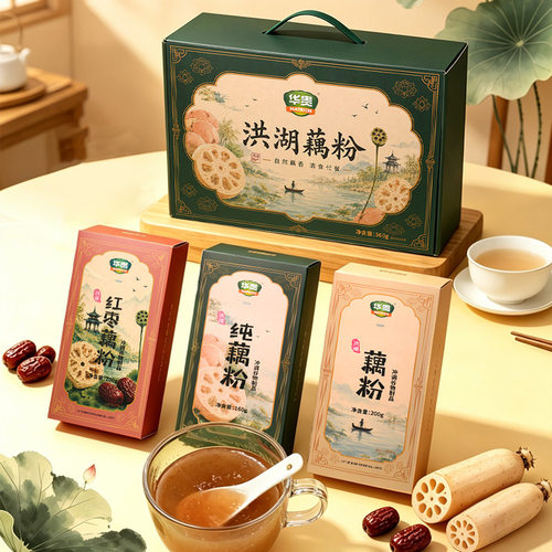 华贵洪湖藕粉560g礼盒湖北特产古法莲藕粉营养代餐粉独立小袋送礼
