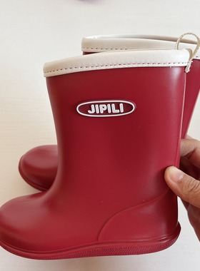 红色雨鞋儿童踩水鞋中筒简约纯色学生防水下雨天雨靴防滑耐磨包邮