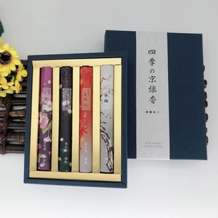 京都香彩堂 四季の京线香 4束装礼盒 八重樱/沙罗双树/红叶/白梅