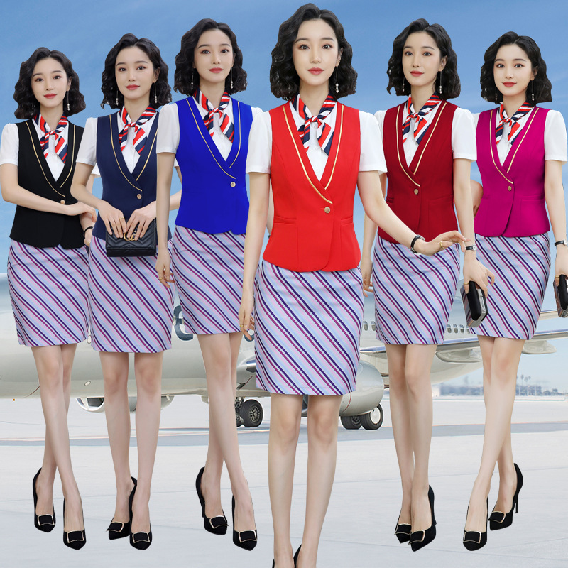 海航空姐制服职业套装女马甲套裙女航空学院制服酒店